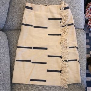 Tory Burch beige and navy midi skirt